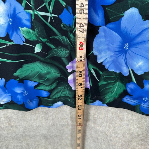 Stan Herman 2X Floral Sleeveless V Neck‎ Slinky Midi Dress Blue Purple Pockets - Picture 7 of 9